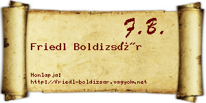 Friedl Boldizsár névjegykártya